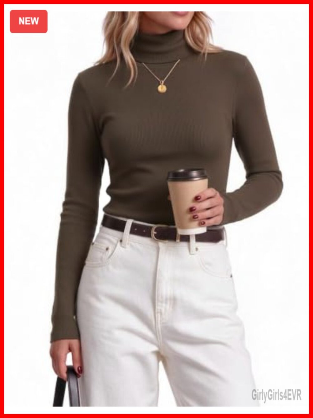 Women's Turtleneck Sweater Long Sleeve Slim Fit Pullover - Soft Knit